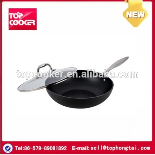 Alibaba aluminium nonstick coating indain wok with lid