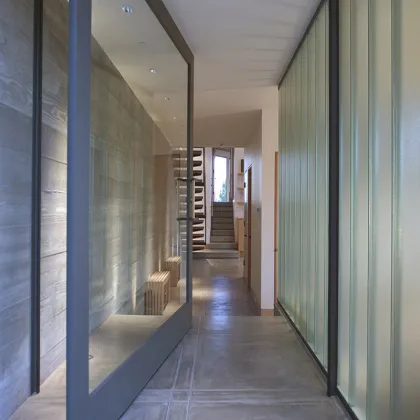 Pivot Entry Door with Frosted Glass Side Lite