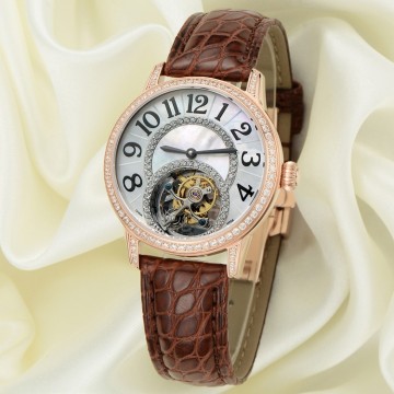 Custom High End Ladies Fancy Wrist Watch, Real Tourbillon Movement Watch For Girls