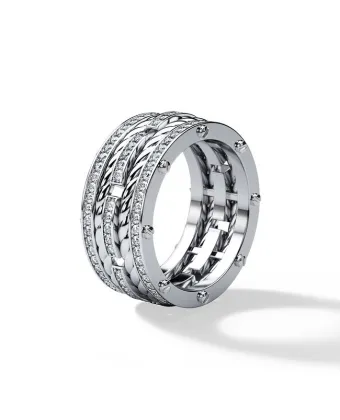 Platinum Twist Diamond Channel Men's Wedding Band