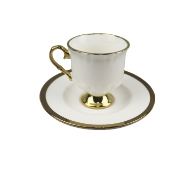 Factory Direct High-Quality High-Footed Ceramic Cups and Saucers Set for Simple Household Use