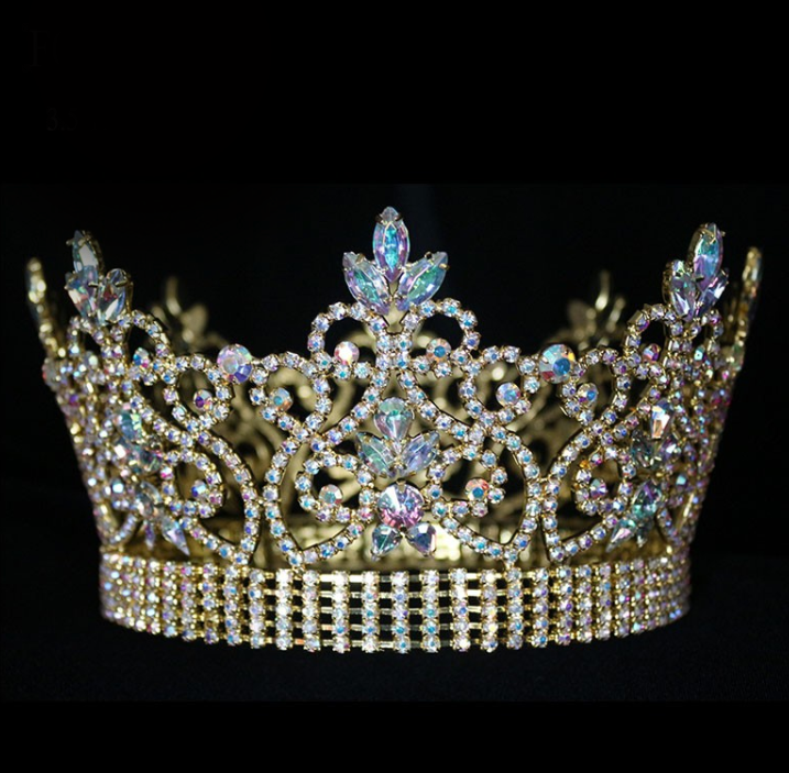 Full Round Beauty Queen Gold Pageant Crowns