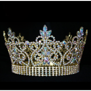 Full Round Beauty Queen Gold Pageant Crowns