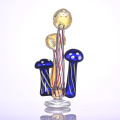 Pipe di funghi, tubo di vetro borosilicato con linee colorate, tubo di vetro in pietra azzurro, bong di vetro, narghilè di vetro, accessori per fumare