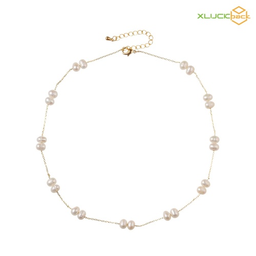 Elegant Natural freshwater pearl 18k Gold Plated necklace