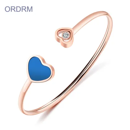Custom Rose Gold Double Heart Cuff Bracelet