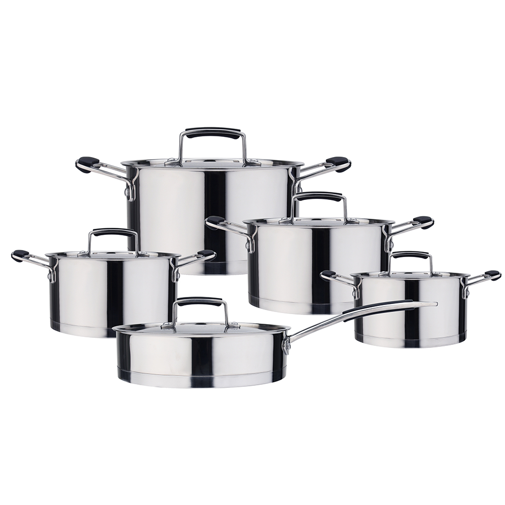 Straight body elegant stainless steel cookware set
