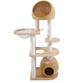 Cat Tree House Indoor Solid Wood Luxury Tower Scratcher Modern Climbing Condo Comfortable Sleeping Platform Carton Customized