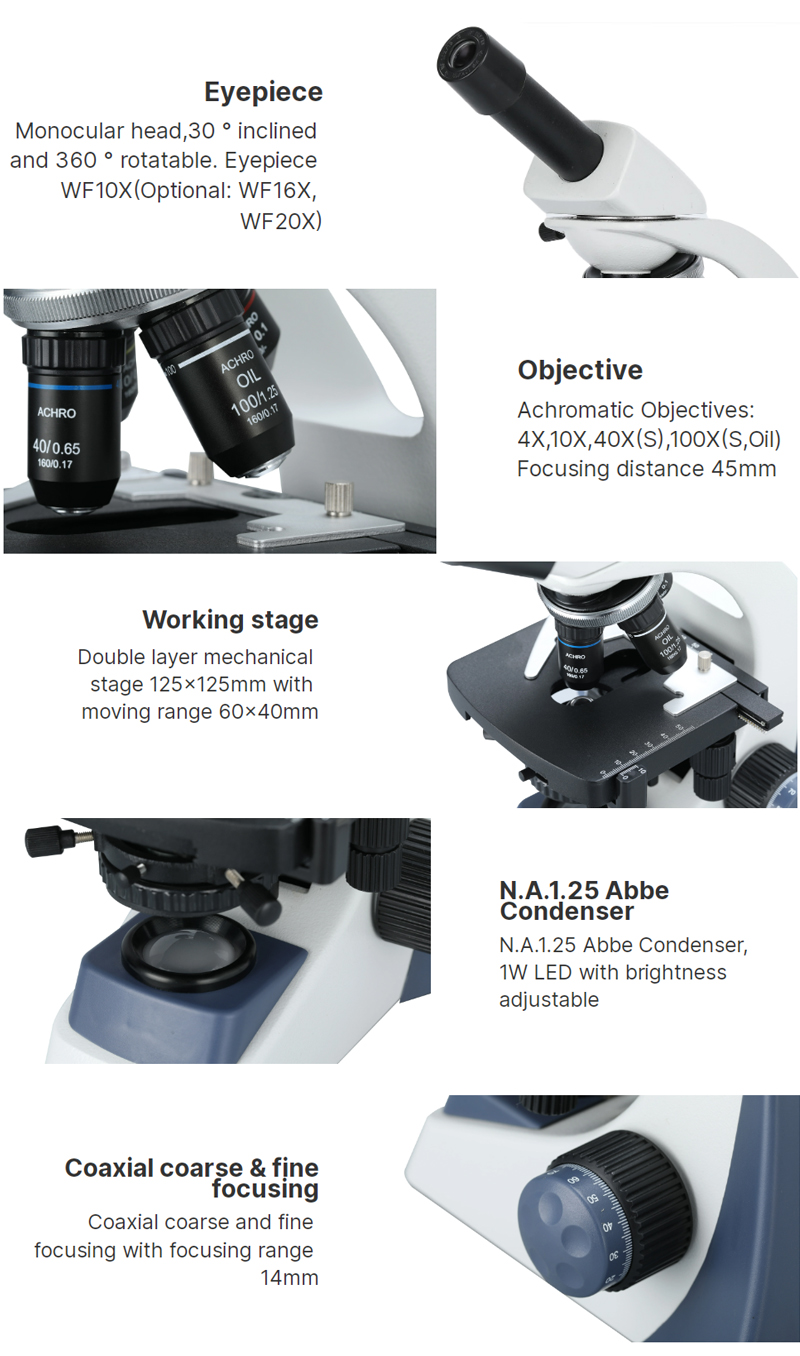 Wide Field Plan-scope Eyepiece Biological Microscope