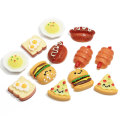 Harz simulierte Lebensmittel Brot Hot Dog Hambugers Pizza Lebensmittel Modell Flatback Cabochon für Home Tisch Ornamente Figur Miniaturen