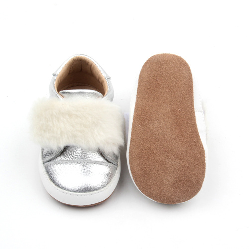 baby loafer shoes Baby Genuine Cow Leather Sliver Causal Shoes Manufactory