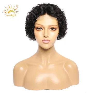 Sunlight 4x1Lace closure Wig Virgin Human Hair Pixie Cut Perruque Belle Short Weave Glueless Peruvian Front Pixie Curl human wig