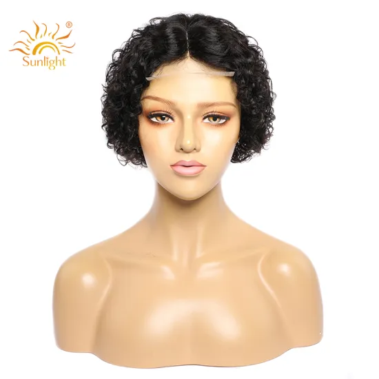 Sunlight 4x1Lace closure Wig Virgin Human Hair Pixie Cut Perruque Belle Short Weave Glueless Peruvian Front Pixie Curl human wig