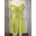 Women's Lemon Green Sleeveless Flare Dress