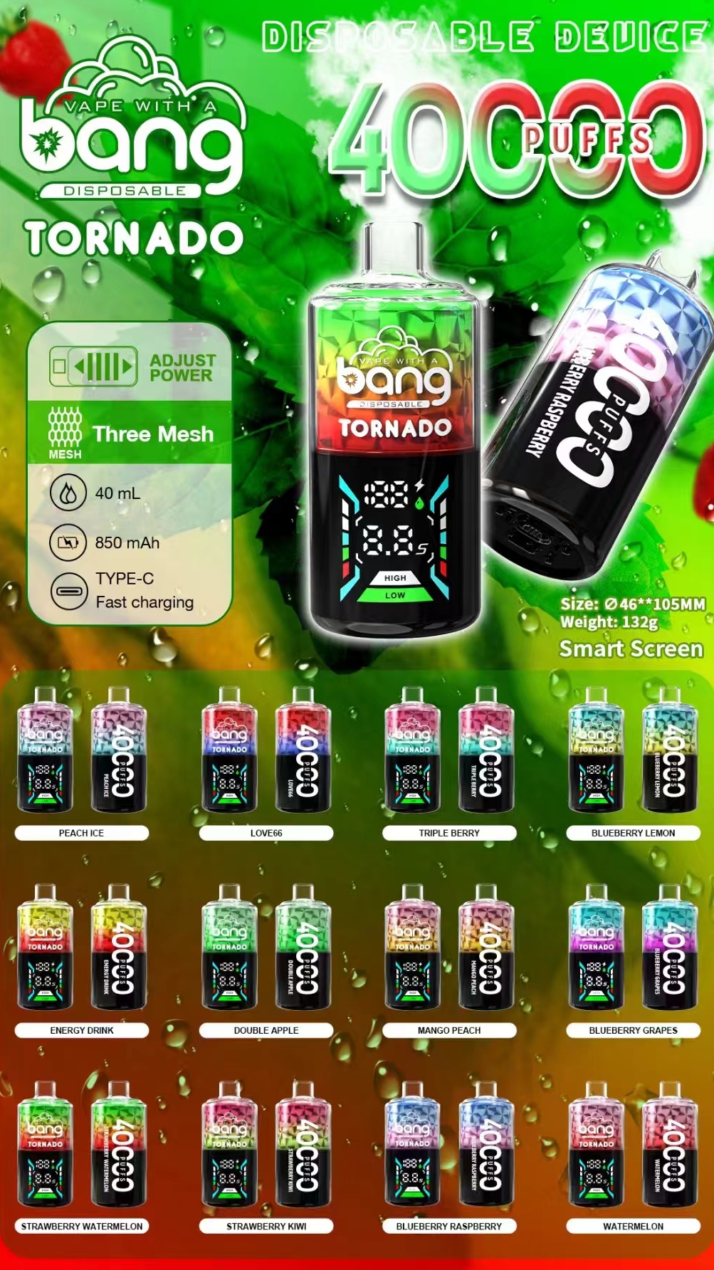 Bang Tornado 40000 Puffs Disposable Vape Italy Wholesale