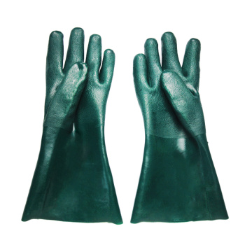 Green PVC coated gloves 35cm