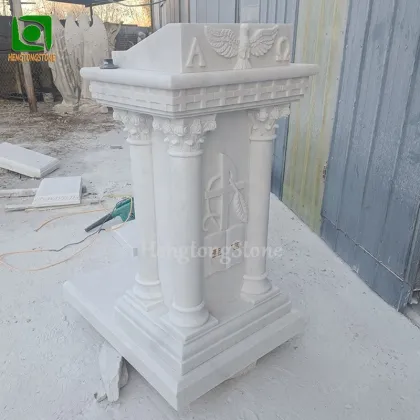 White Marble Religious Alter Sculpture Table