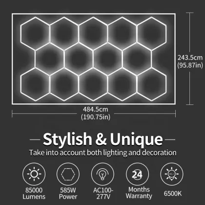 Hexagonal Honeycomb LED Garage Ceiling Lights