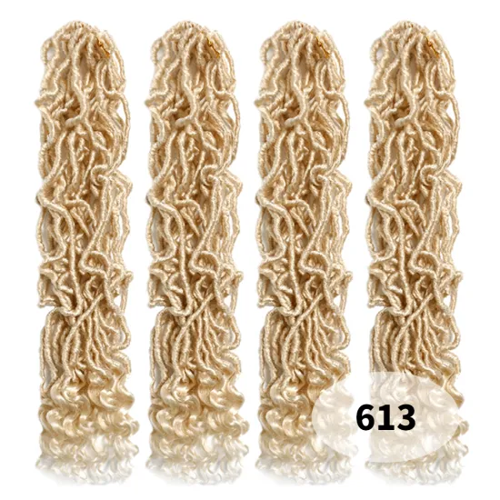24Inch Nu Locs Crochet Braids Hair Goddess Curly Wavy Twist Braiding Hair Synthetic African Roots Braid Collection Extended Hair