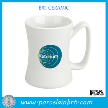 14 OZ White Custom Ceramic Diner Mug Cup