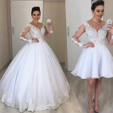 Princess 2 Piece African Ball Gown Wedding Dress with Removable Skirt