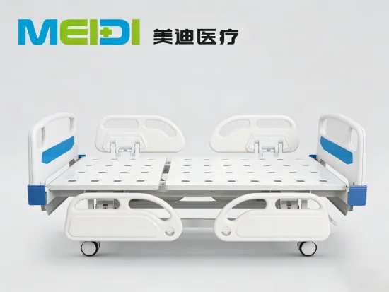 Home/Medical Dual-Use Single-Crank Hospital Bed, Economic Punching with 4 Small Rails & Central Brake