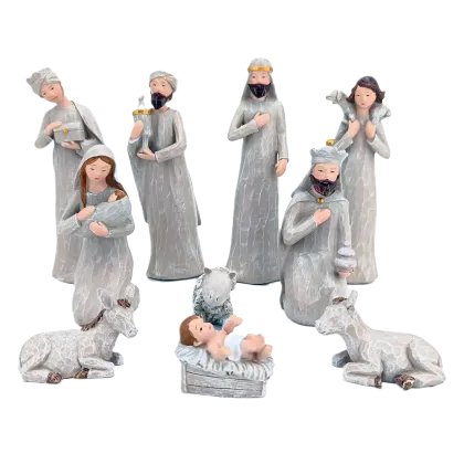 Custom Religious Church Decorations: Nativity Manger Group - Handcrafted Christmas Gifts in Resin with Gift Box