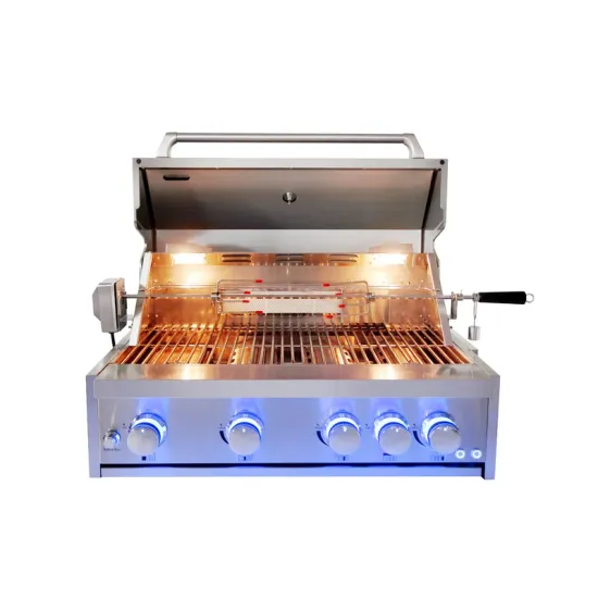 Hyxion 30 inch BBQ Grill 5 Burner Built-in Propane Gas Grill with Blue LED Light Knobs