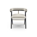 Wooden Lambswool Cream Boucle Dining Chair