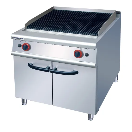 Free-Standing Commercial Kitchen Equipment Gas Lava Rock Grill with Cabinet