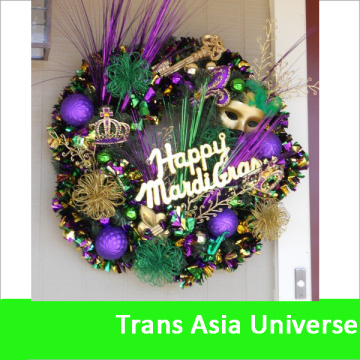High Quality Cheap 15'' Mardi Gras wreaths