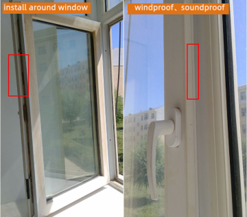 Rubber sealing strip for wooden doors
