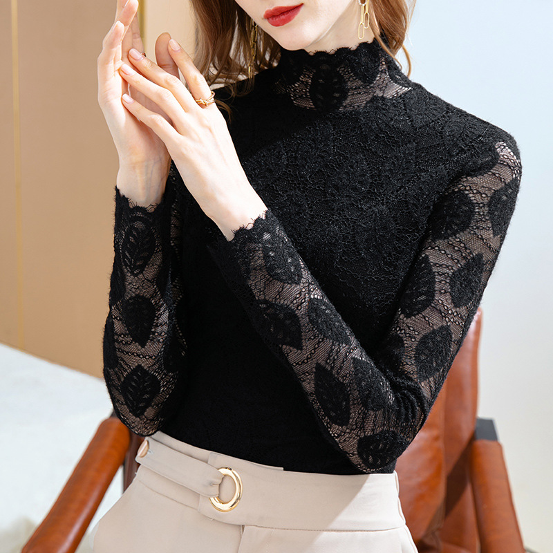 women's autumn and winter lace bottoming shirt