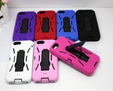 Robot Rugged Heavy Duty Folding Kickstand Phone Case for iPhone 5 5g