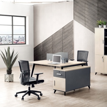 Two Seat Student Training Center Desk with Charcoal Base and Black Legs
