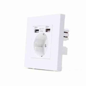 EU standard soket dinding pengisian cepat moden dengan 2 port USB - White Jerman Gaya European Electrical Accessory