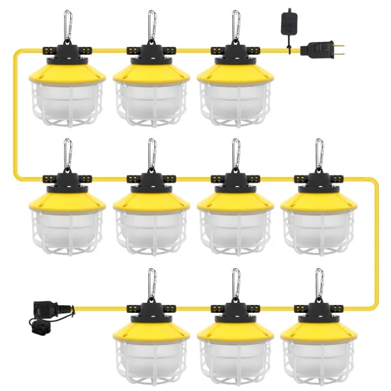 100ft ETL Listed Temporary Construction String Lights with 10x 15W/2100lm Bulbs