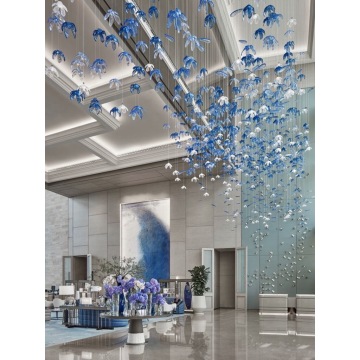 Customized lobby large decorative hanging flower chandelier