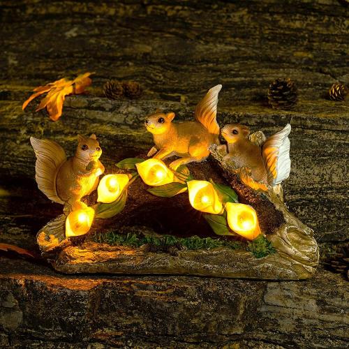  Garden Stakes Decor Garden Squirrel Statues Solar Light Factory