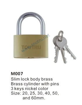 M007  Slim European Brass Padlock
