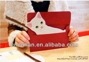 cute die cut greeting card birthday card cat shape