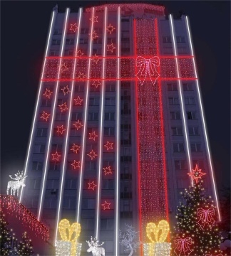 Commercial Grade 3D Large Light-Up Red Ribbon Bow for Shopping Mall Holiday Decor