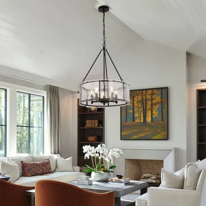 Drum Shape Staircase Lighting: Chandeliers & Pendant Lights for Office, Restaurant, and Home