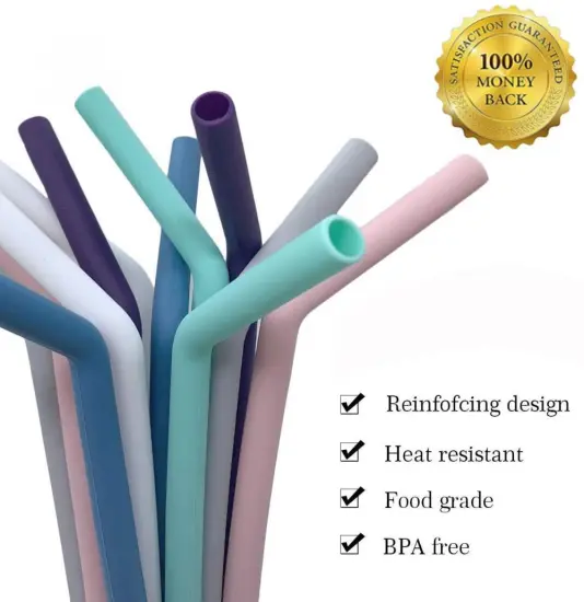 Wholesale color Portable Folding Collapsible Straw With Case, Silicone Straws Cleaner For Kids