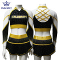 Kohandatud cheerleading -rõivad kuldse rõõmu vormiriietuses
