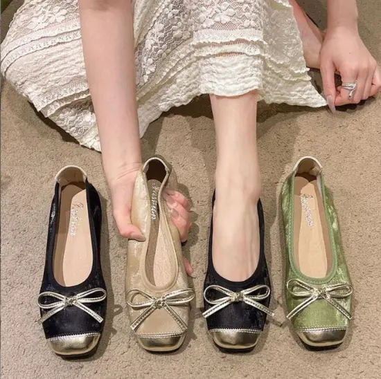 Summer PU Round Head Shallow Mouth Single Leather Shoes