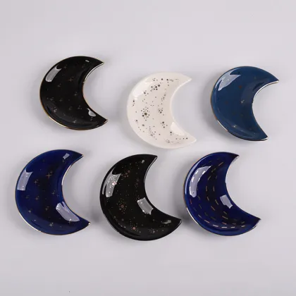 Nordic Ceramic Moon Shape Jewelry Dish