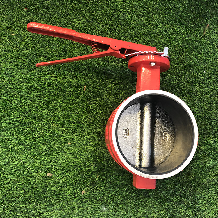 Grooved handle butterfly valve