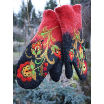 Merry Christmas Gift Women Winter Gloves Women Fashion Gloves Women Embroidery Gloves Flowers Leather Gloves Mittens Fingerless