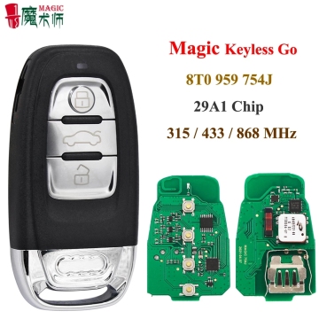 Magic Keyless Go Key de auto remoto inteligente para modelos Audi y VW: 8T0 959 754J con chip 315/433/868MHz 29A1